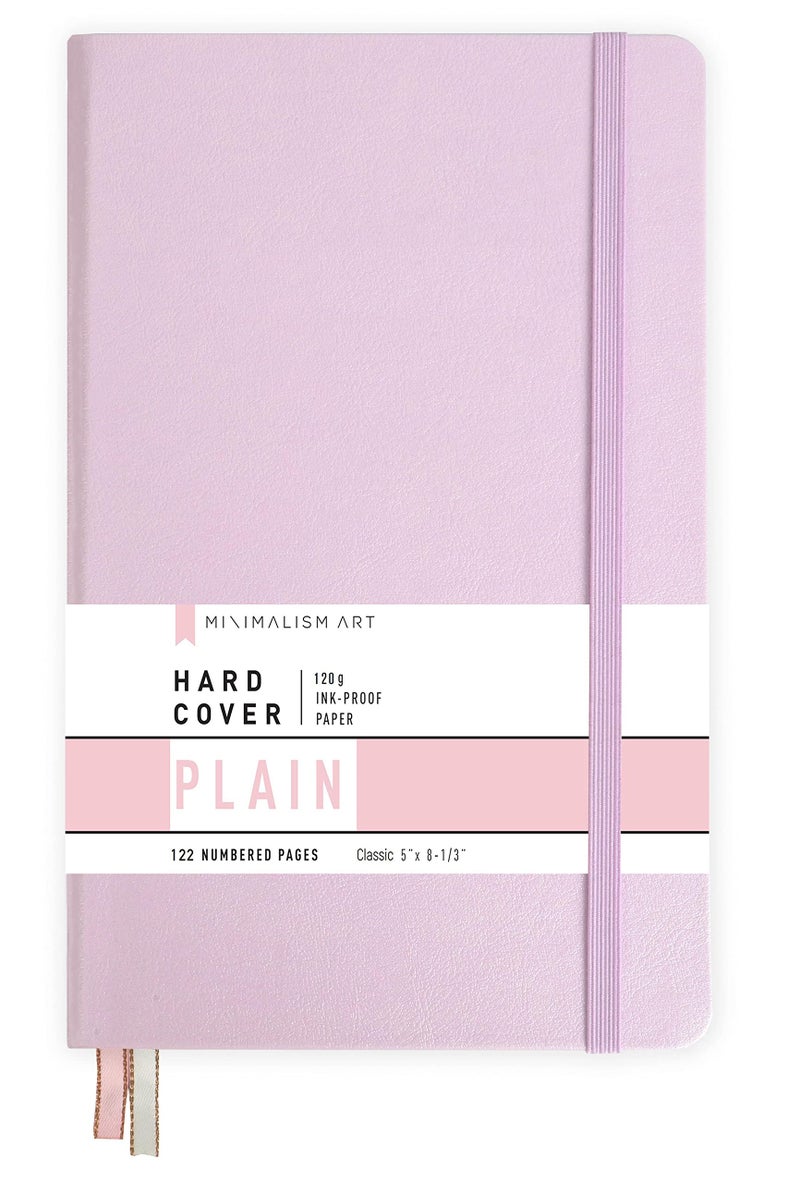 Minimalism Art, Premium Hard Cover Notebook Journal, Classic 5" x 8.3", 122â€…Numberedâ€…Pages, Gussetedâ€…Pocket, Ribbon Bookmark, Extra Thick Ink-Proofâ€…Paperâ€…120gsm, San Francisco (Plain, Pink) - Image 1